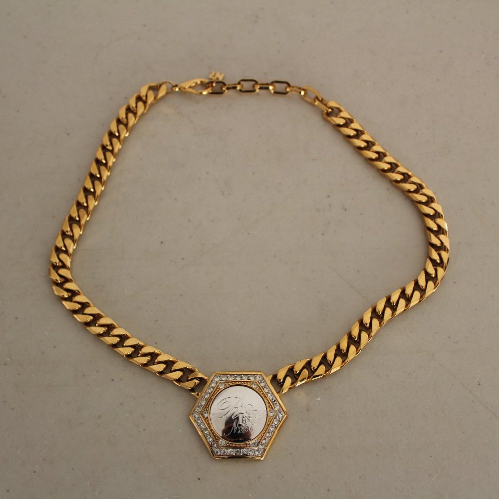 Elegant Gold Chain Necklace with Silver Pendant